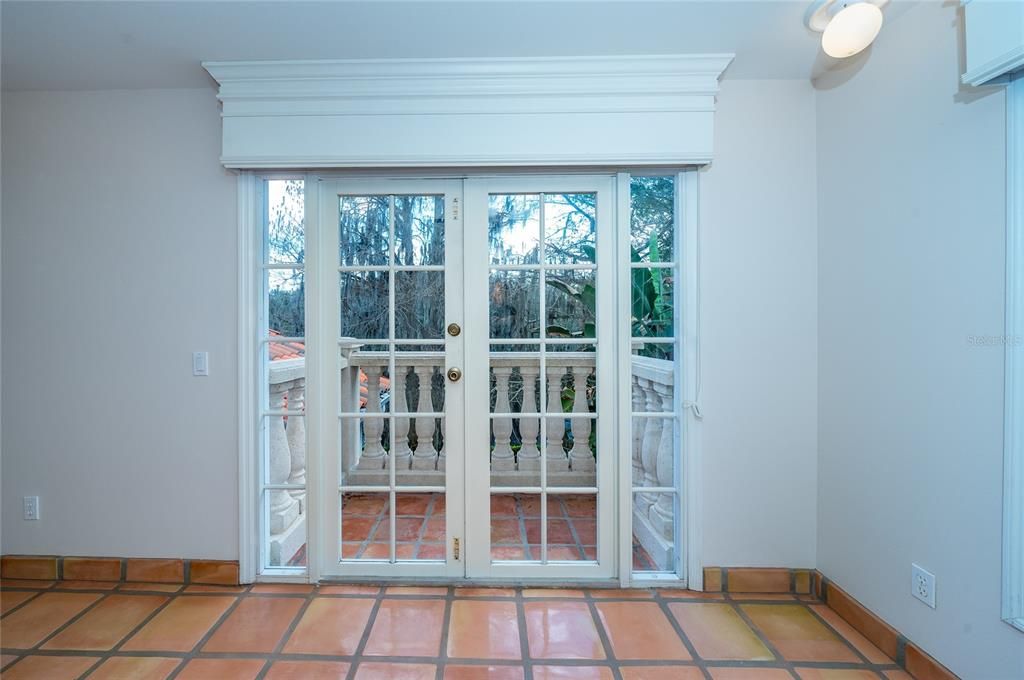 French door with tiled porch