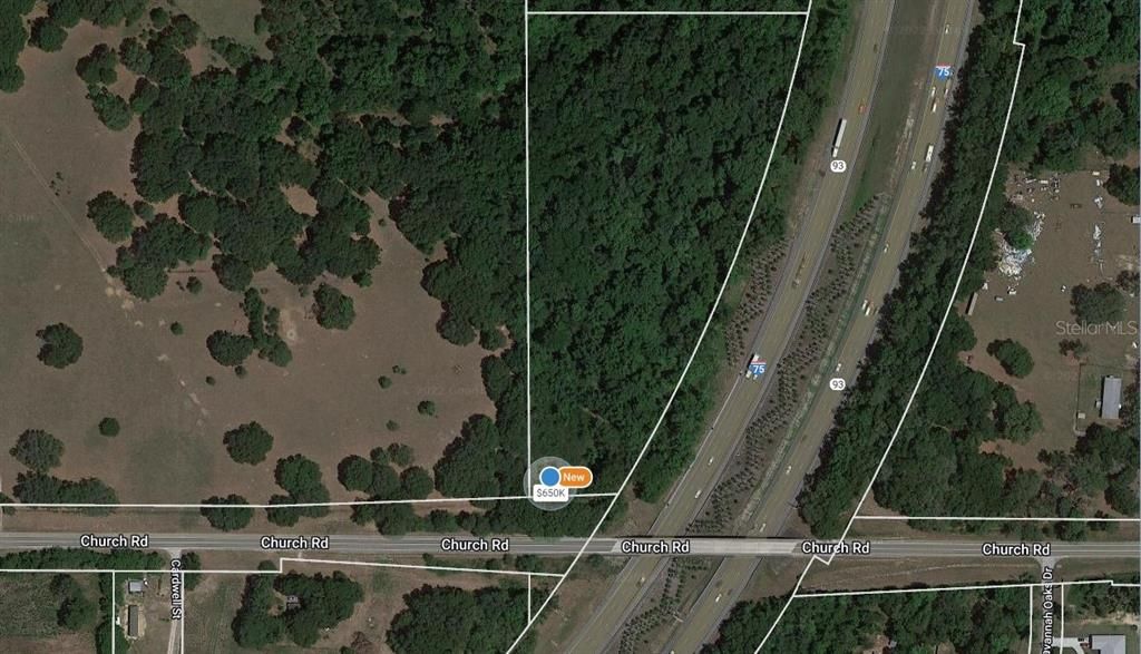 Aerial View of Church Road and Interstate 75 South. Brooksville, Florida, Hernando County. See pin.