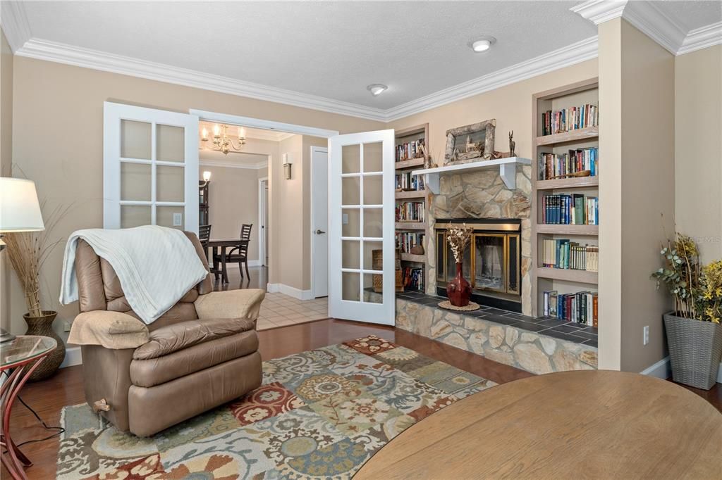 Den area with french doors