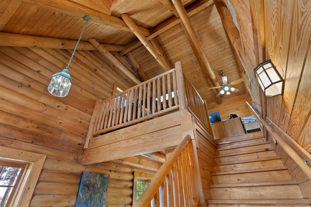 10" solid beams grace the whole cabin