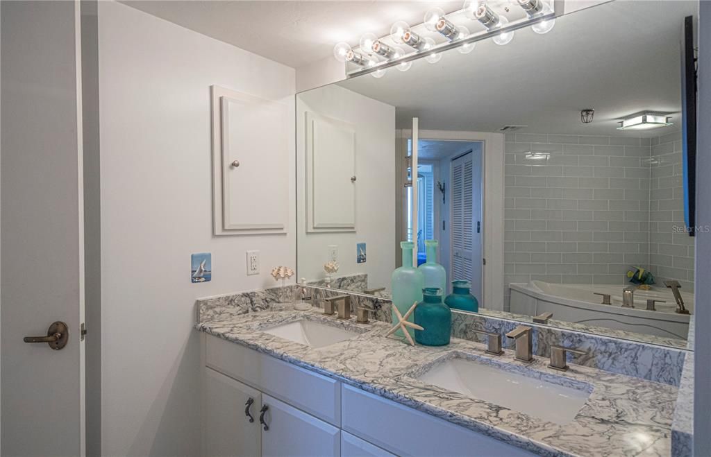 Granite countertops and dual sinks