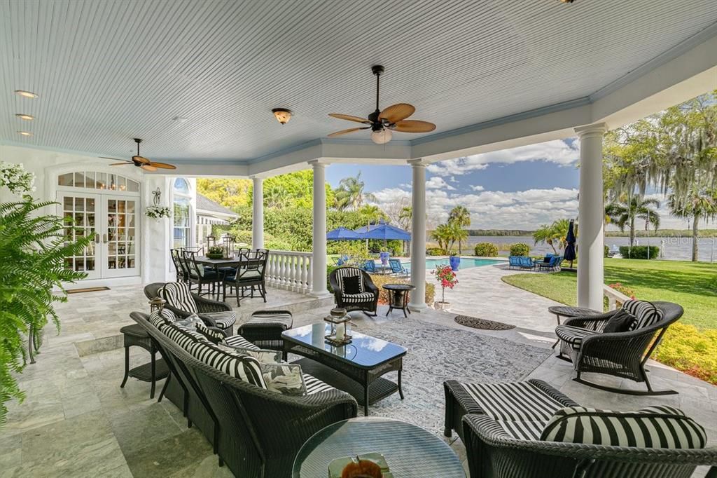 1,365 sf Porch overlooking the Lake and Pool