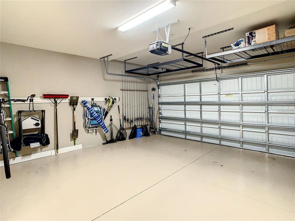Garage 2.5 cars with extra storage built in.