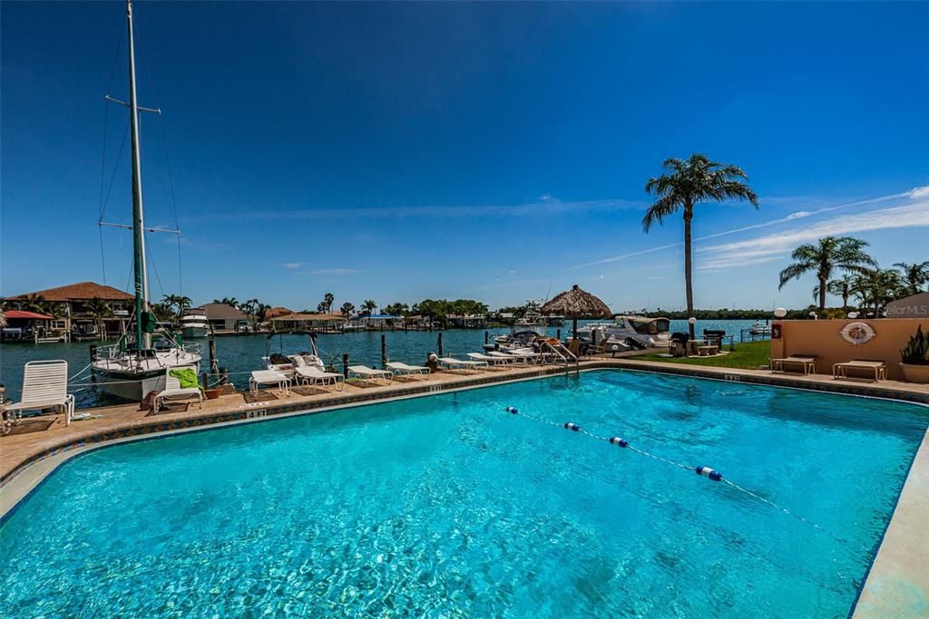 Waterfront heated pool.