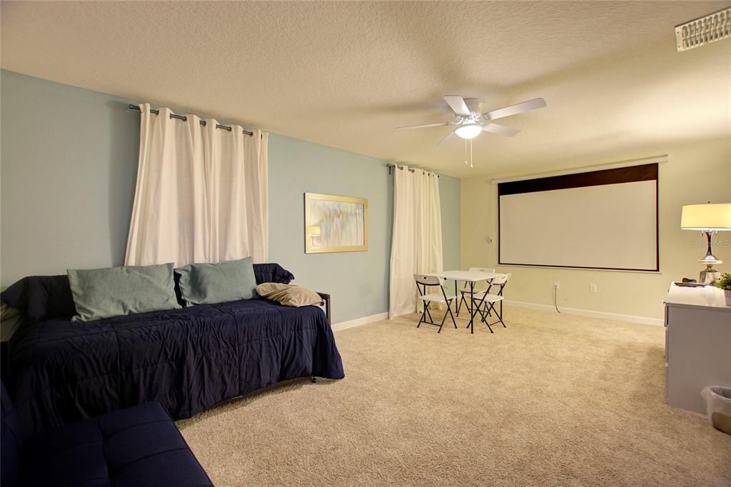 Upstairs Media room, projection screen