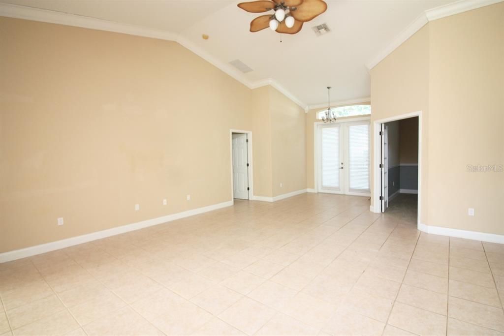 VIEW OF GREAT ROOM, DEN/STUDY, FRONT ENTRY AND MASTER BEDROOM SUITE ON LEFT