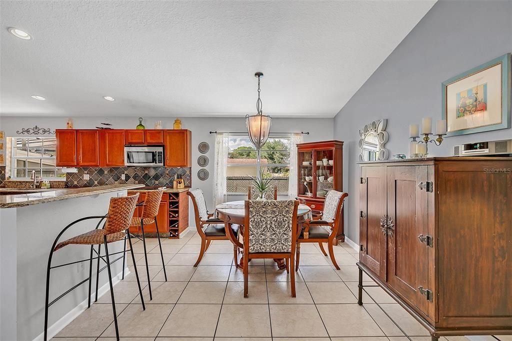 dining and countertop bar eating area