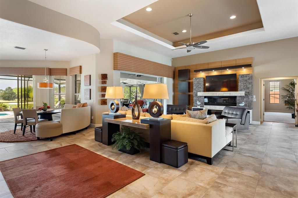 Living area tile flooring