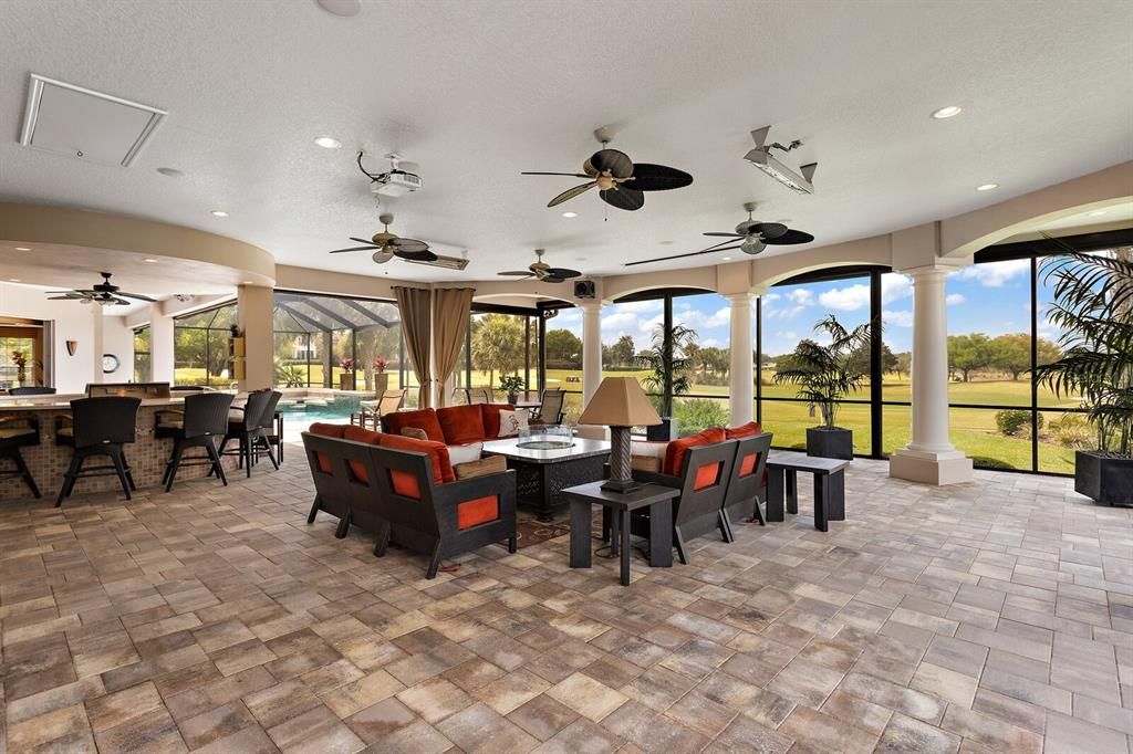 Exceptional outdoor living space with paver flooring