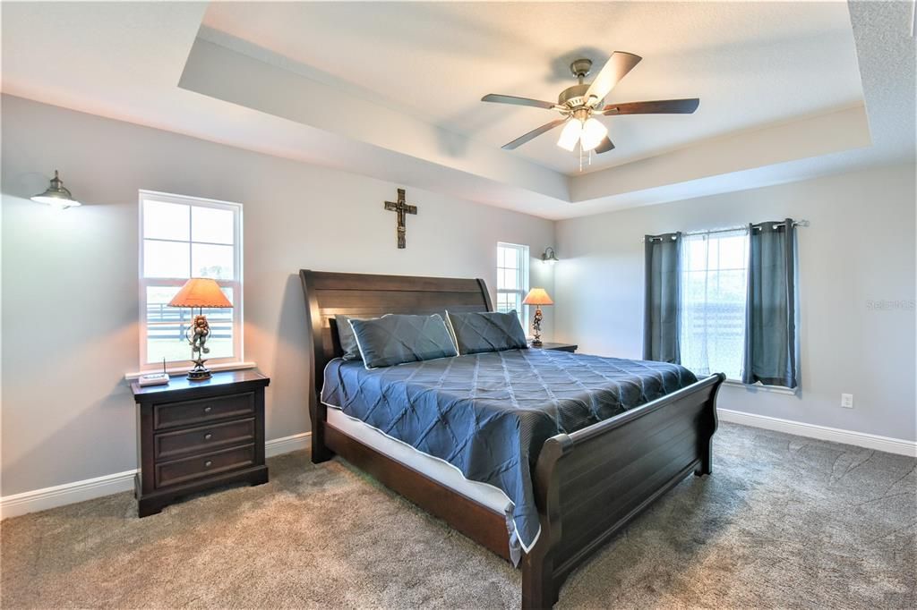 master bedroom with coved ceiling