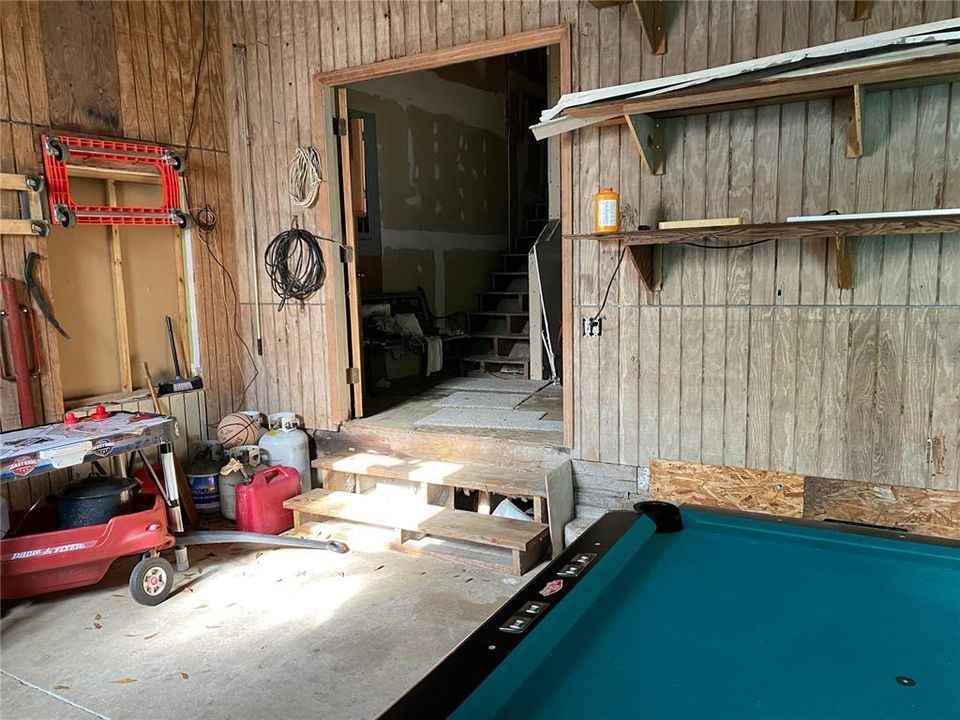 View of workshop from garage