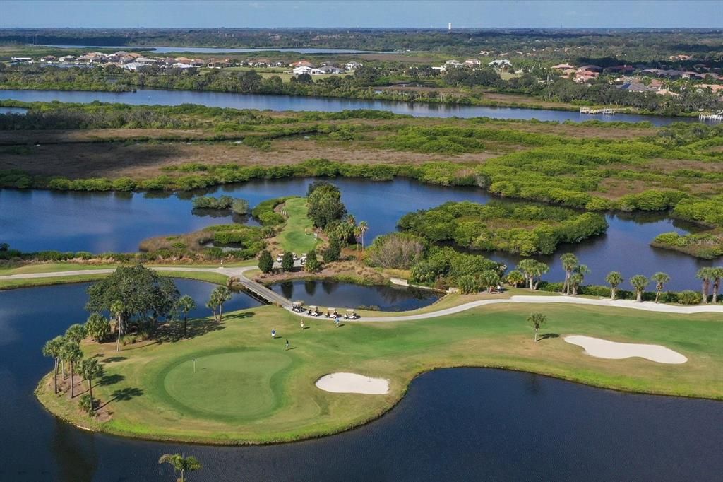 The 16th hole at Waterlefe is rather unique featuring Saltwater to the North and freshwater surrounding the rest of the hole