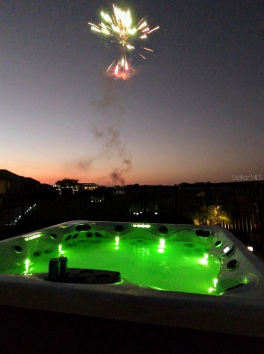 Fireworks from the hot tub