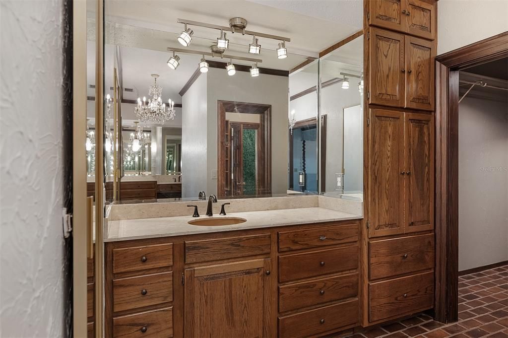 Master Bathroom with Wooden Cabinets