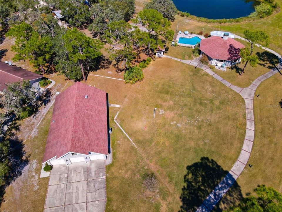Aerial of Barnhouse and Pool House