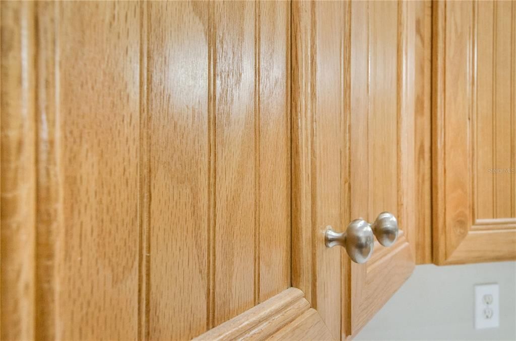 detail of oak cabinets