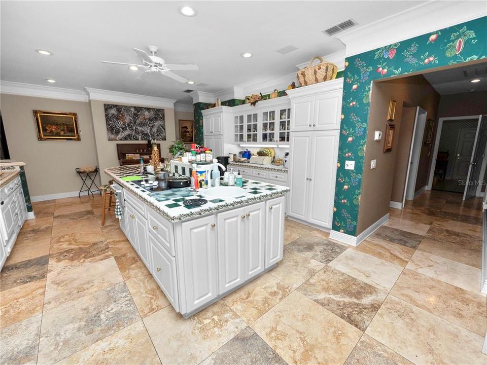 Kitchen with built in cabinets and pantry