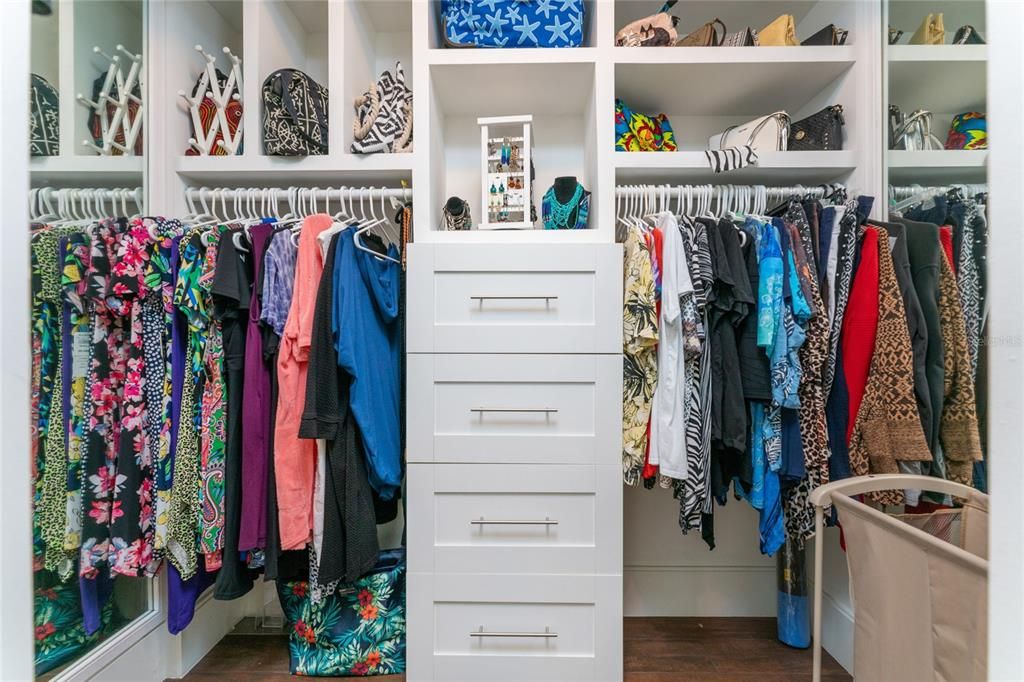 Well-appointed closets were incorporated to promote organization.