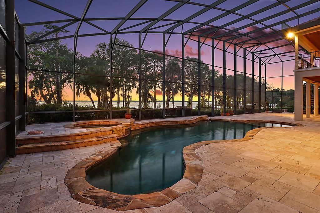 Ahhh...relaxing by the pool at sunset