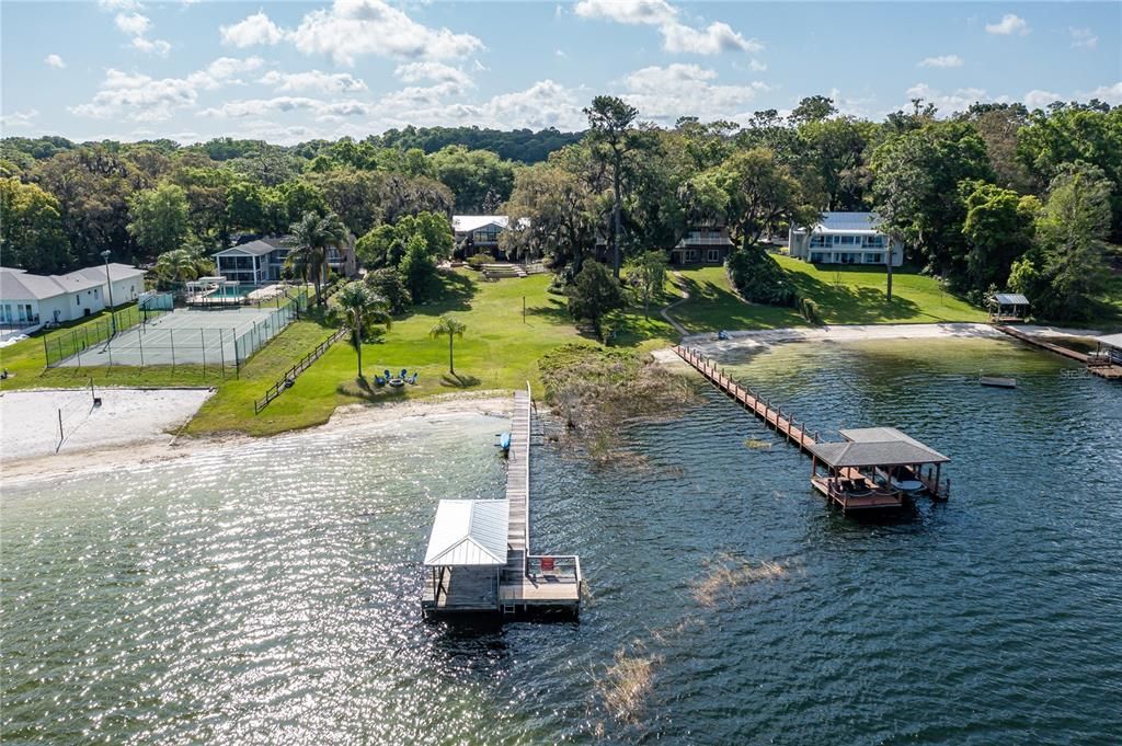 Estate homes surround the lake