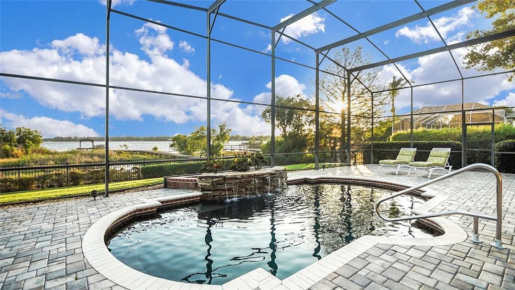 What a beautiful view, the waterfall into the pool with pristine Lake Joanna in the background!