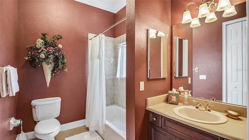 The ensuite for BR#3 has a tub/shower, spacious vanity and linen closet.