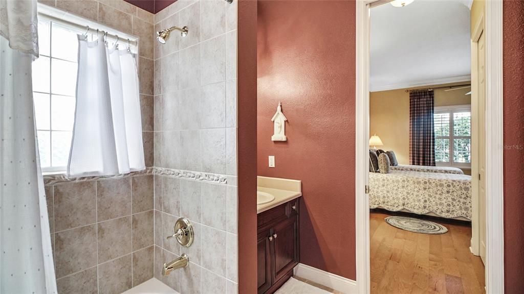 Natural lighting adds to the beauty of this bath.