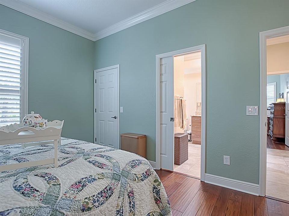 WALK-IN CLOSET AND ACCESS TO THE GUEST BATH THROUGH A POCKET DOOR!