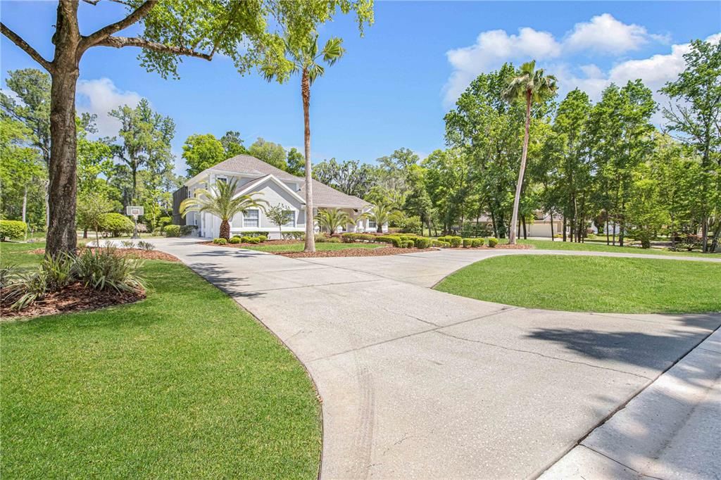 Concrete drive and side entrance garage