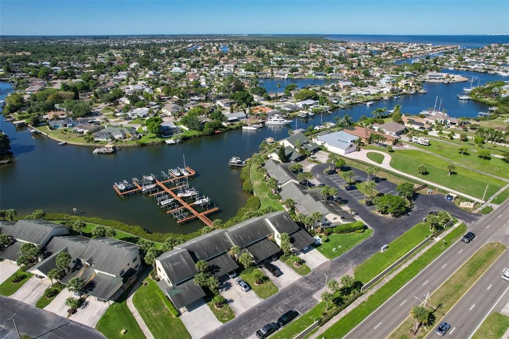 Ariel View - Apollo Beach Yardarm Community View looking southwest towards Tampa Bay.  Look how close you are to the bay.
