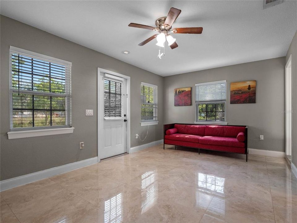 Living room with large windows