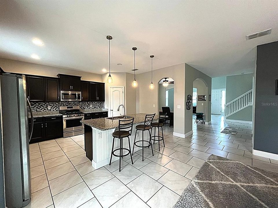 Kitchen open into formal Dining