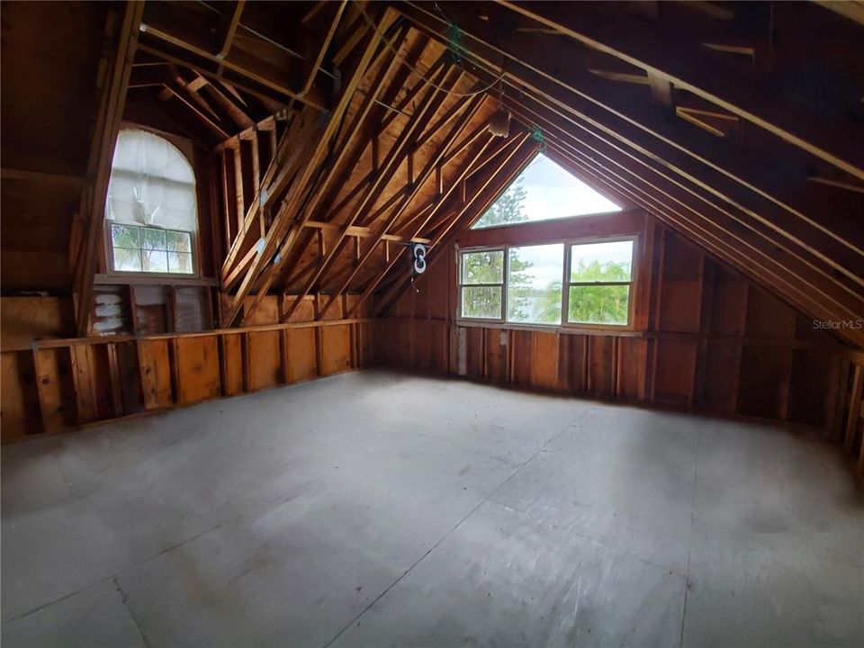 Unfinished Attic Space at the Rear of the Home with Water View