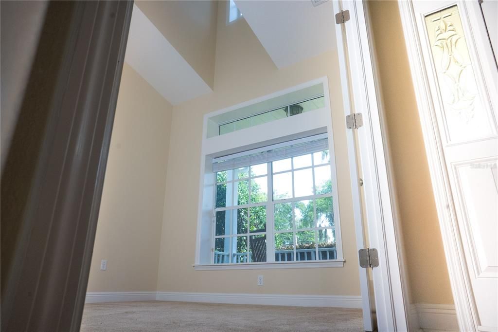 Transom windows in the office. Windows have 11" window sills throughout & blinds or window treatments.