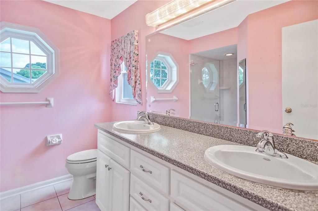 Master bath. 2 vanities and upgraded cabinets and fixtures.