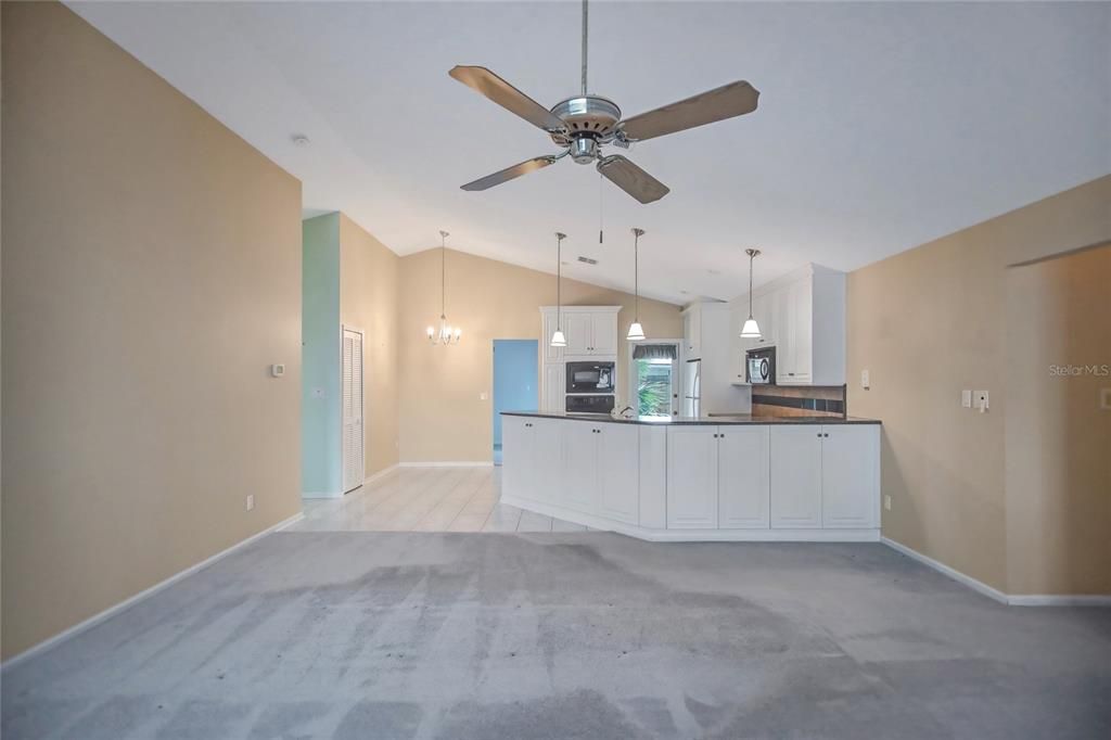 Looking back from the family room to the kitchen.