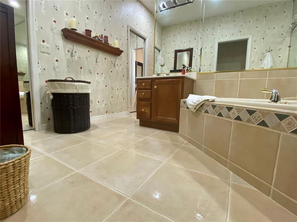 large ceramic tile with beautiful tub