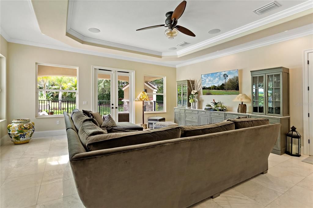 FAMILY ROOM WITH TRAY CEILINGS