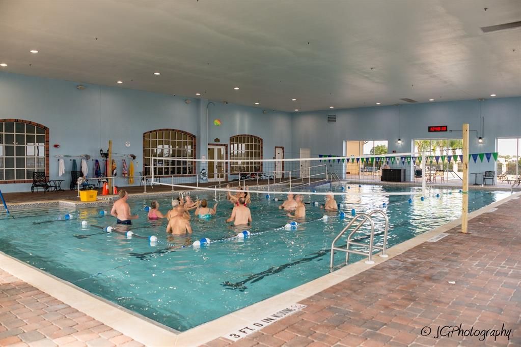 The Health and Fitness Center's indoor pool is regulation length and has a ramp for easy entry.