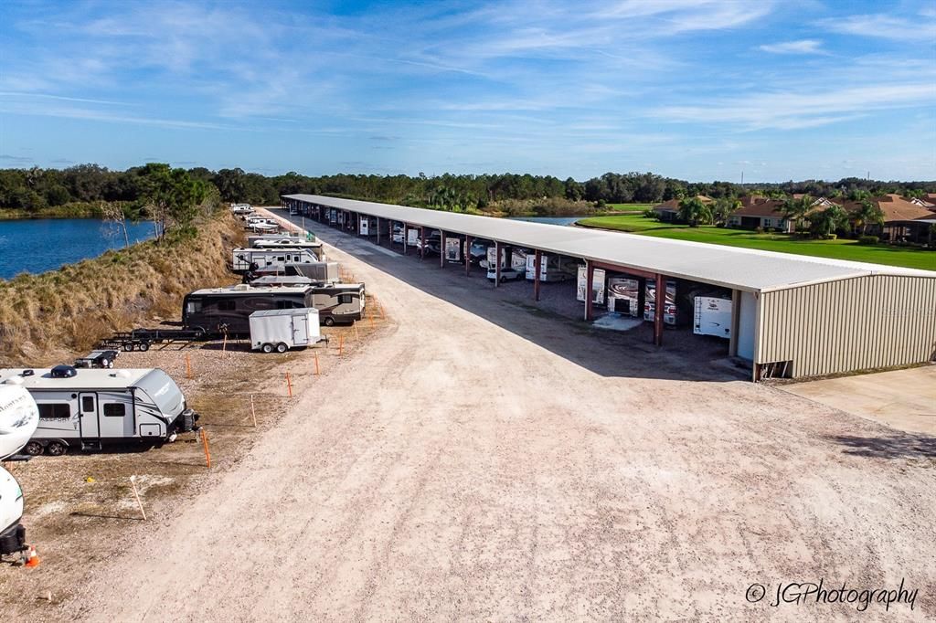 A storage facility is located inside Lake Ashton. Covered and open storage space can be rented.