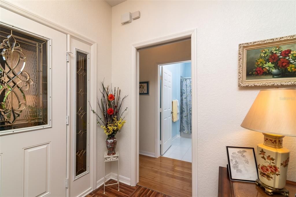 The handy pocket door in the foyer can be used to isolate the guest suite from the rest of the home.