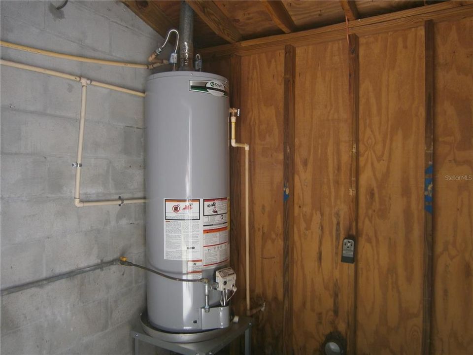 Gas hot water heater is newer.