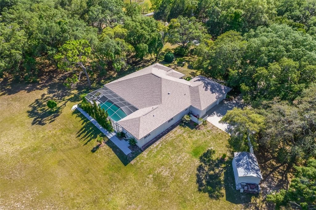 Aerial view of the House.
