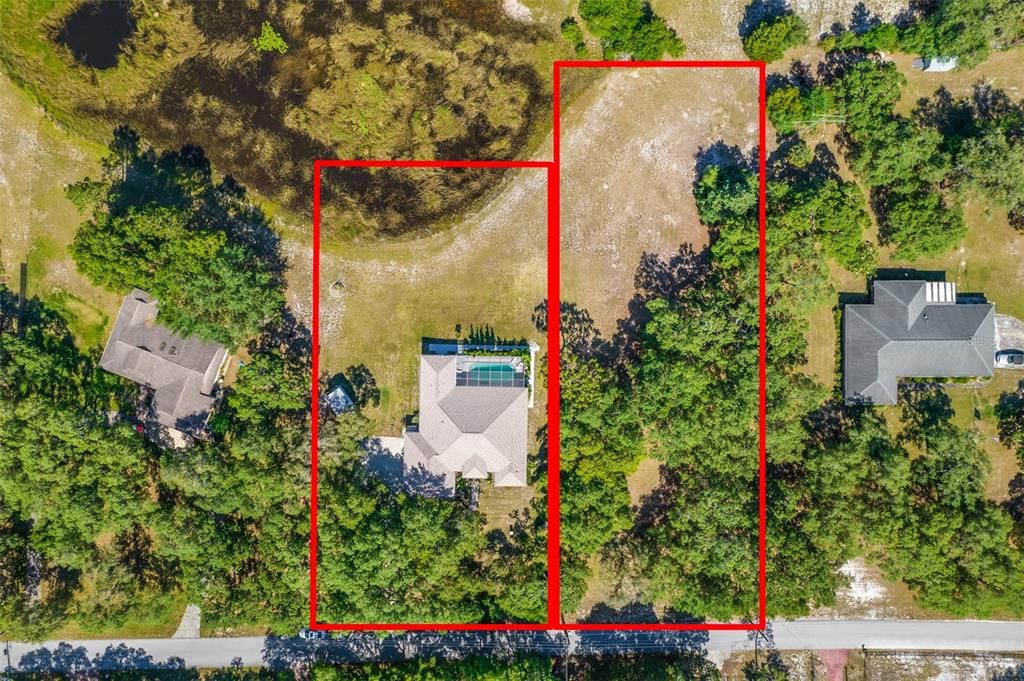 Both lots come with the house, both zoned single family. Separate on the County Records.