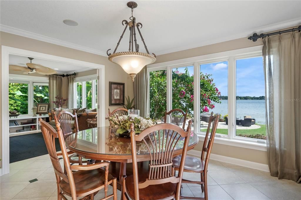 Open breakfast nook with lake views