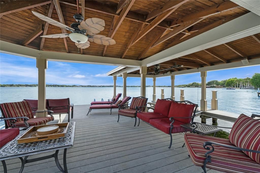 Large boat dock with covered and open spaces