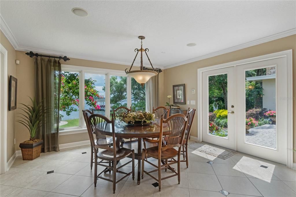 Open breakfast nook with lake views