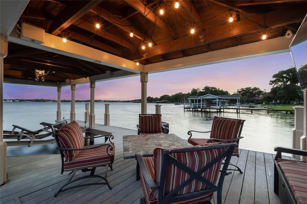 Large boat dock with covered and open spaces