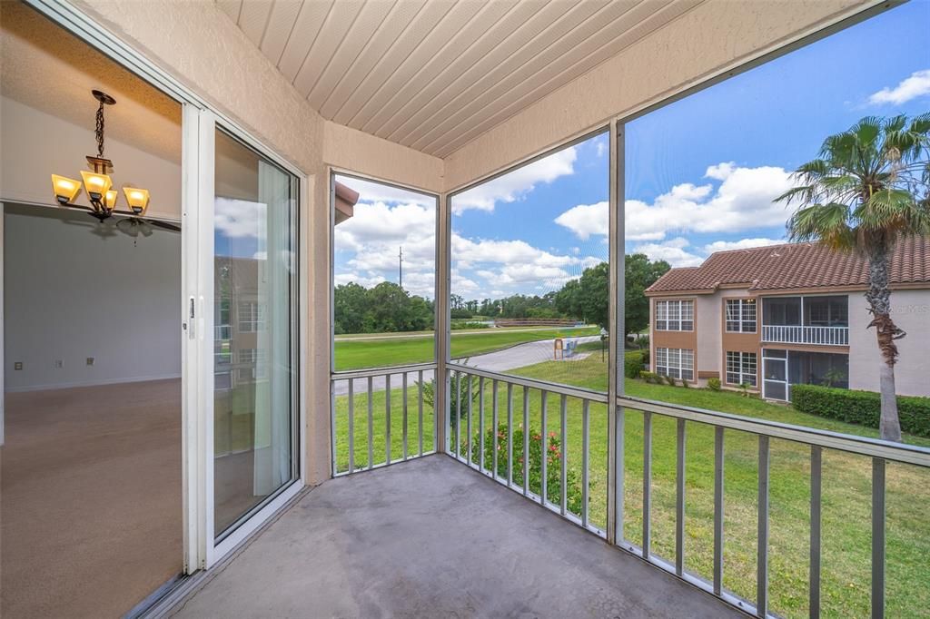 Screened in Patio with Storage