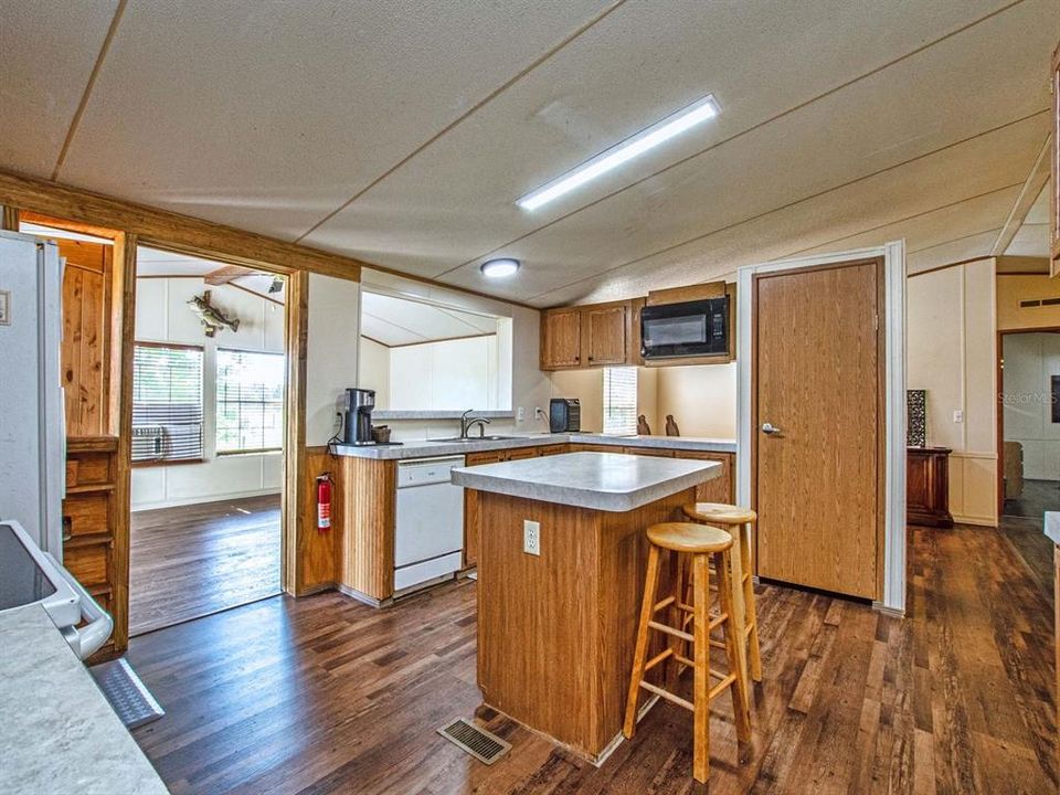 Large, open kitchen with island